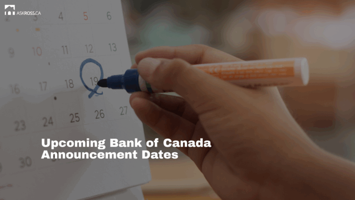 Ross Taylor Mortgages - Upcoming Bank of Canada Announcement Dates